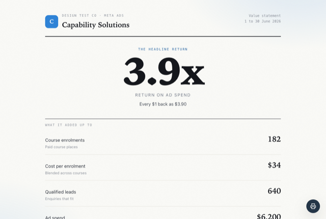 Ledger report style, an example Clientdeck client report