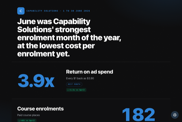 Proof Stack report style, an example Clientdeck client report
